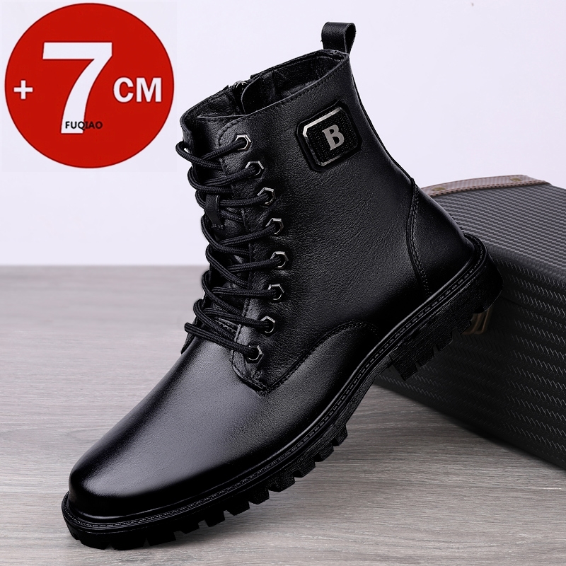 Men'S Shoes To Increase Height - Herren-Elevator-Stiefel aus echtem Leder, Winter, warm